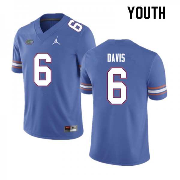 Youth #6 Shawn Davis Florida Gators College Football Jersey Blue